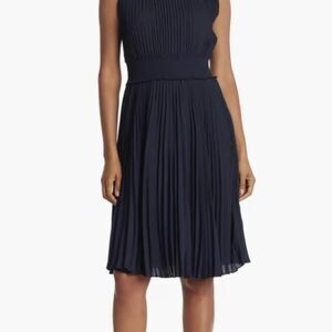 Nanette Lepore Women's Navy Sleeveless Pleated Dress Size 10